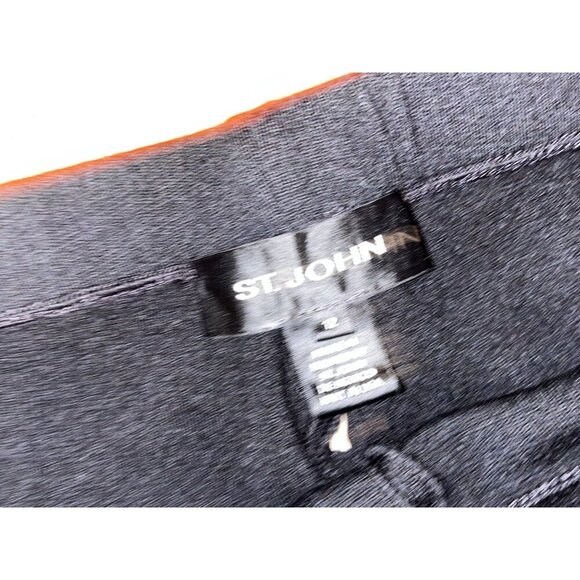 St. John Black High -Rise Pull-On Stretch Fabric Straight-Leg Women's Pants 12 - Picture 5 of 9